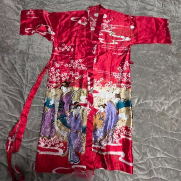 Silk robe Japanese Kimono style - Picture 2 of 2
